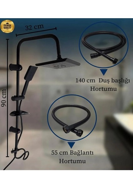 Siyah Robot Duş Seti Yağmurlama