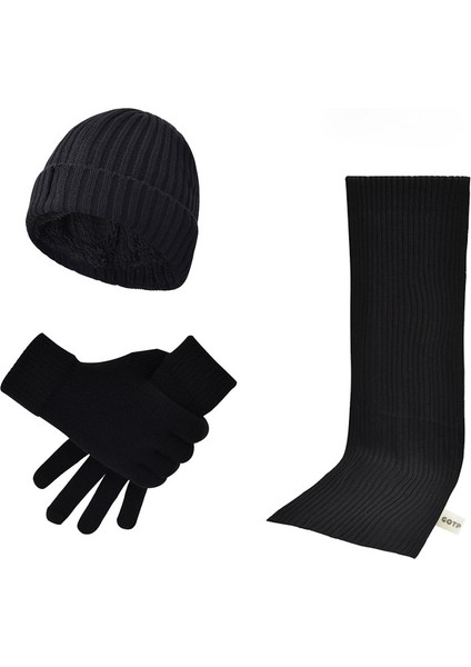 Erkek ve Kadın Kışlık Polar Örme Şapka 3 Parçalı Set (Yurt Dışından)