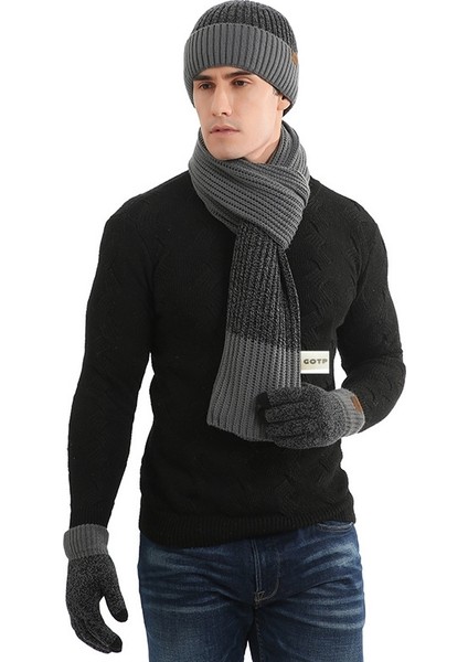 Erkek ve Kadın Kışlık Polar Örme Şapka 3 Parçalı Set (Yurt Dışından)