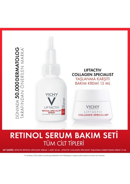 Liftactiv Derin Kırısıklık Karşıtı Retinol Serum Bakım Seti, Kolajen Bakım Kremi Li