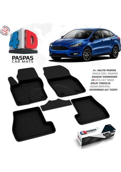 S-Dizayn FORD Focus 3 4D Havuzlu Paspas A+Kalite