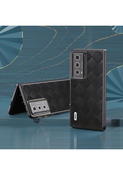 Honor Magic V2 5g Grid Doku Telefon Kılıfı Deri Kaplamalı Pc Cep Telefonu Kapağı (Yurt Dışından)