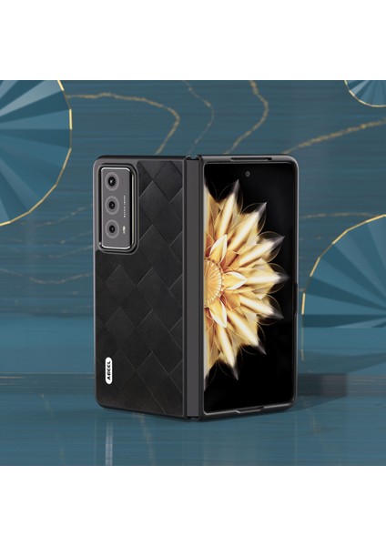 Honor Magic V2 5g Grid Doku Telefon Kılıfı Deri Kaplamalı Pc Cep Telefonu Kapağı (Yurt Dışından)