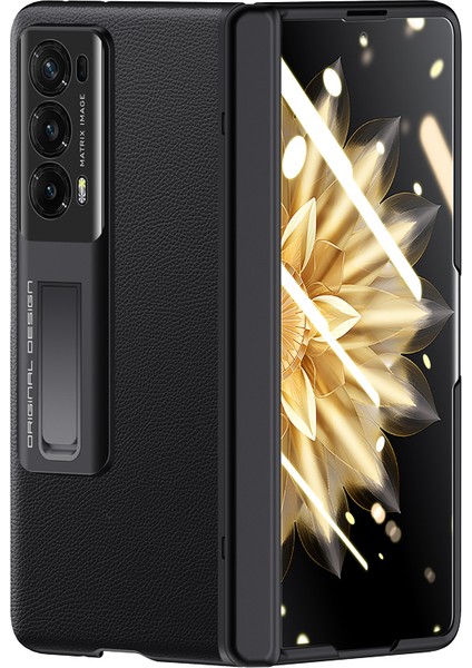 Honor Magic V2 5g Pu Deri + Pc Kickstand Telefon Kasası Menteşe Koruması Cilt Dokunma Kapağı (Yurt Dışından)