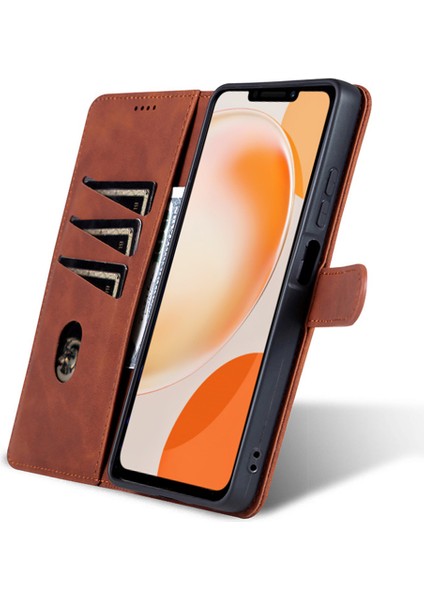 Huawei Nova Y91 4g / Enjoy 60X Deri Kılıf Anti-Fall Anti-Fall Shell Flip Stand Cüzdan Kapağı (Yurt Dışından)