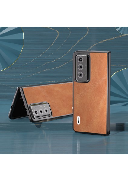Honor Magic V2 5g Cowhide Doku Şok Geçirmez Pu+Pc Kapağı (Yurt Dışından)