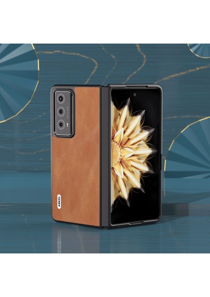 Honor Magic V2 5g Cowhide Doku Şok Geçirmez Pu+Pc Kapağı (Yurt Dışından)
