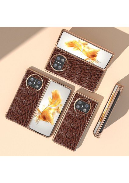 Huawei Mate X3 5g Elektraptaşlama Telefon Kılıfı Inek Deri Kaplamalı Pc Gölgelik Doku Doku Anti-Fall Kapak (Yurt Dışından) modelleri