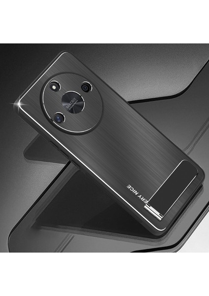 Honor X50 Kickstand Fırçalı Telefon Kılıfı, Tpu+Alüminyum Alaşım Koruyucu Telefon Kapağı (Yurt Dışından)