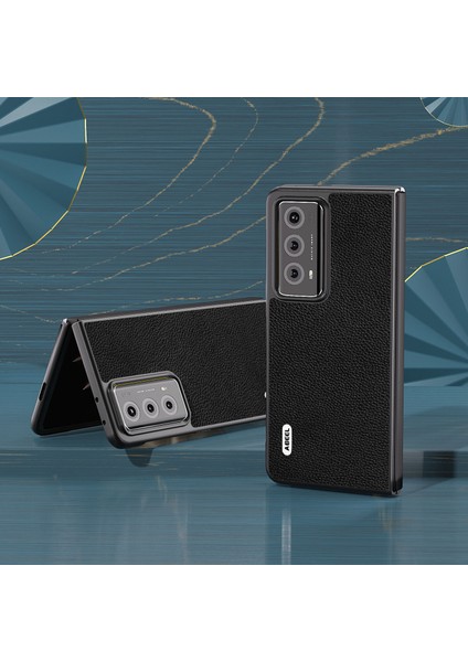 Honor Magic V2 Litchi Doku Telefon Kılıfı Cowhide Deri Kaplamalı Pc Anti Dalgalı Kapak (Yurt Dışından)