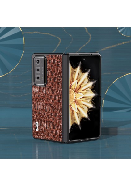 Honor Magic V2 5g Inek Deri+Pc Koruyucu Kapak Kanopi Doku Telefon Kılıfı (Yurt Dışından)