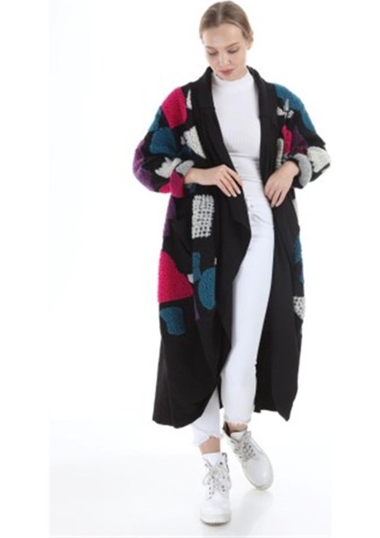 Italyan Kabartmalı Oversize Keçe Kaban