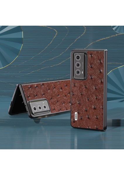 Honor Magic V2 5g Devekuşu Dokusu Inek Deri + Pc Kılıf Cep Telefonu Kapağı (Yurt Dışından)
