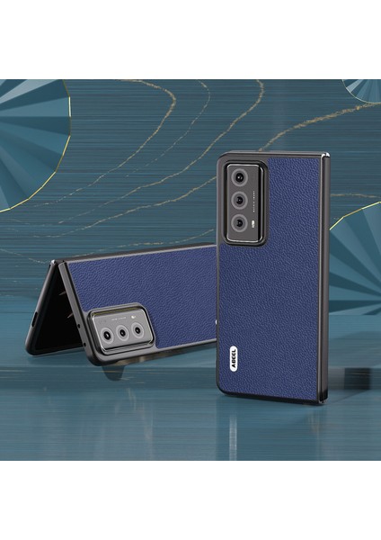 Honor Magic V2 Litchi Doku Telefon Kılıfı Cowhide Deri Kaplamalı Pc Anti Dalgalı Kapak (Yurt Dışından)