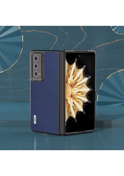 Honor Magic V2 Litchi Doku Telefon Kılıfı Cowhide Deri Kaplamalı Pc Anti Dalgalı Kapak (Yurt Dışından)