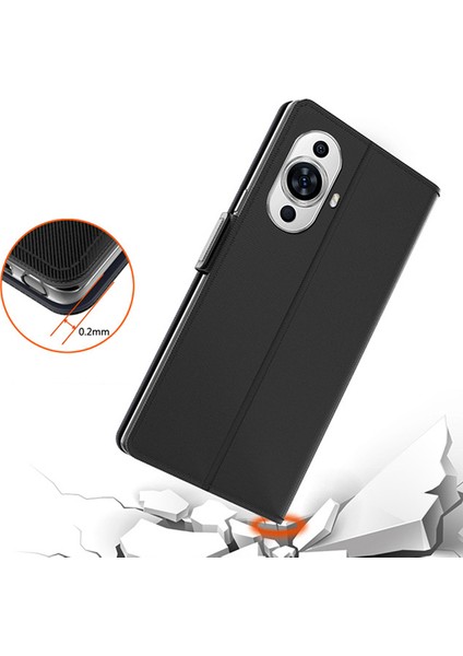 Huawei Nova 11 Anti-Çizelge Anti-Çizelge Manyetik Telefon Kılıfı Ayna Tasarım Kartı Tutucu Pu Deri Stand Telefon Kapağı (Yurt Dışından)