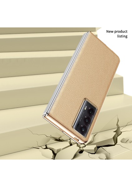 Honor Magic V2 5g Elektrapılaşma Çerçevesi Telefon Kılıfı Litchi Doku Pu Deri Kaplamalı Pc Koruyucu Kapak (Yurt Dışından)
