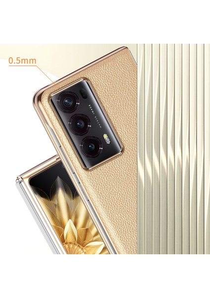 Honor Magic V2 5g Elektrapılaşma Çerçevesi Telefon Kılıfı Litchi Doku Pu Deri Kaplamalı Pc Koruyucu Kapak (Yurt Dışından)