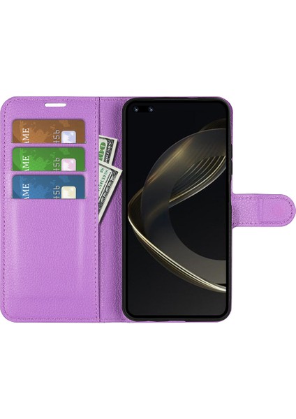Huawei Nova 11 Pro / Nova 11 Ultra Toz Geçirmez Telefon Kapağı Tpu + Pu Deri Litchi Doku Telefon Standı Kılıf Cüzdanı (Yurt Dışından)