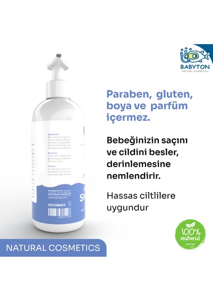 Göz Yakmayan Doğal İçerikli  Bebek ve Çocuk Şampuanı 400 ml