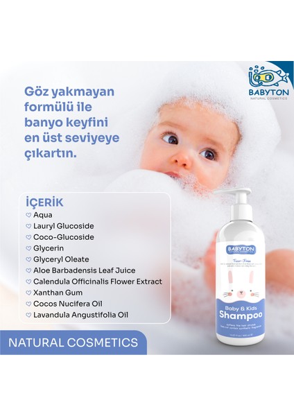 Göz Yakmayan Doğal İçerikli  Bebek ve Çocuk Şampuanı 400 ml