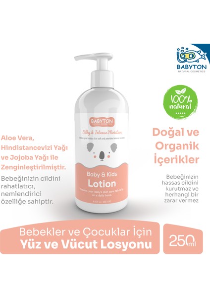 Bebek ve Çocuklar Için Doğal İçerikli  Yüz ve Vücut Losyonu 250 ml