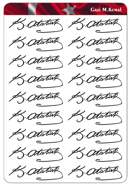 Mustafa Kemal Atatürk Sticker 8x2 cm 18 Adet