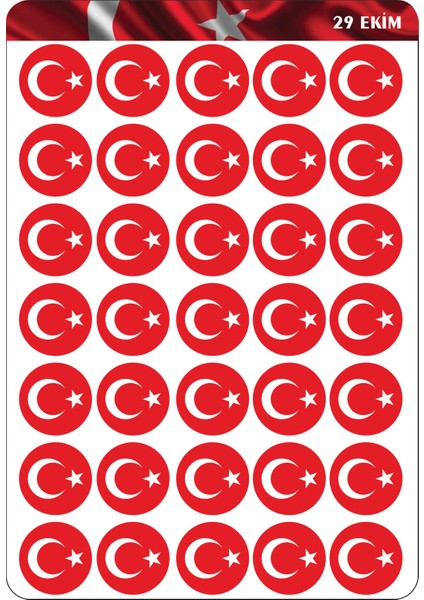 29 Ekim Türk Bayrağı Sticker 3x3 cm 35 Adet
