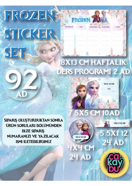 Frozen Karlar Ülkesi Okul Sticker Seti 92ADET