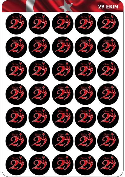 29 Ekim Cumhuriyet Bayramı 100.YIL Kutlu Olsun Sticker 3x3 cm 35 Adet