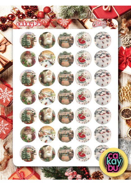 Hediye Paketi Christmas Sticker Set A4 Boyutunda 1 Sayfa