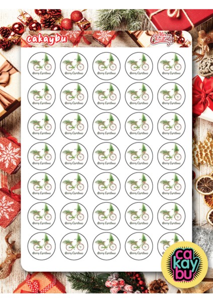 Hediye Paketi Christmas Sticker Set A4 Boyutunda 1 Sayfa