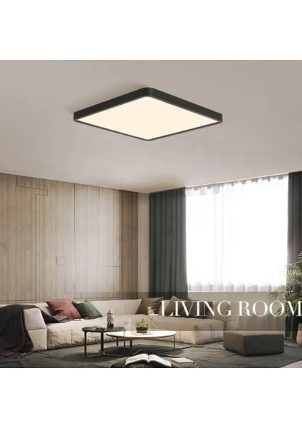 Sarı Işık 30X30 cm Büyük Boy 24W Siyah Kasa LED Panel Avize Armatür Salon Banyo Balkon Tuvalet ve Wc Lambası fiyatları