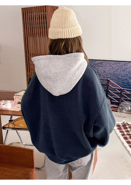 Kadın Lacivert Suppose Baskılı Oversize Sweatshirt fiyatları