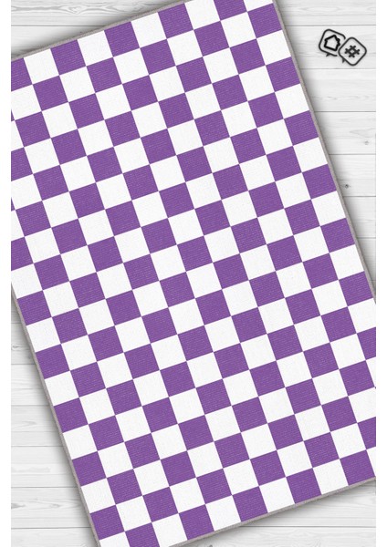 Minimalist Damalı Pembe Beyaz Halı Kareli Oturma Odası Halısı Retro Tarzı Salon Halısı