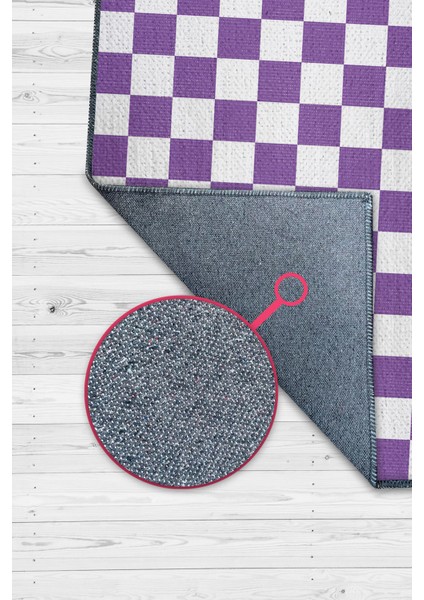 Minimalist Damalı Pembe Beyaz Halı Kareli Oturma Odası Halısı Retro Tarzı Salon Halısı