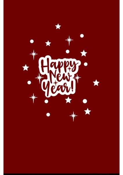 Yıldızlı Süslemeli Sarkıt Happy New Year Yazısı Yeni Yıl Vitrin Cam Sticker