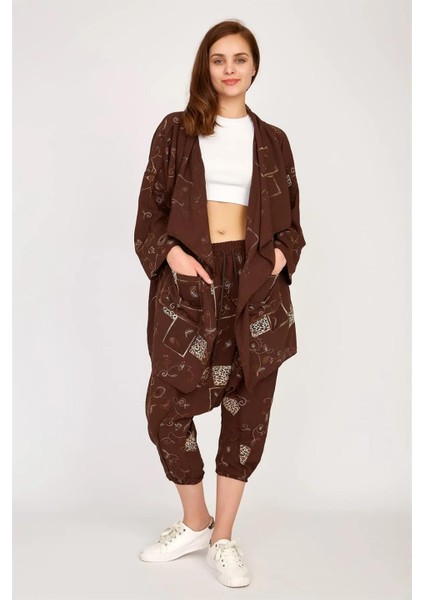 Boho Şalvar Pantolon Asimetrik Ceket Takım