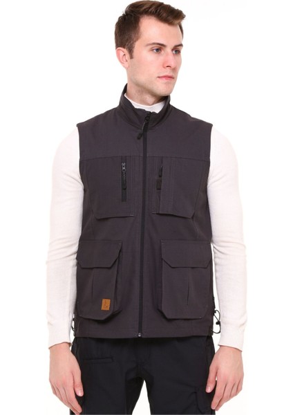 Çok Cepli Avcı Kampçı Outdoor Yelek Rio Model Gri Erkek
