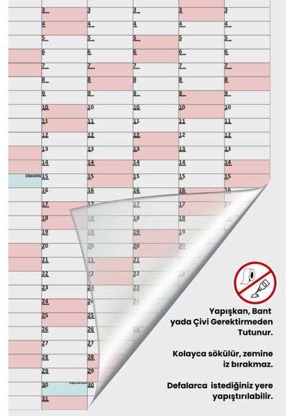 2025 Yıllık Şeffaf Planlayıcı, Kendiliğinden Tutunan, Yapışkansız, Pratik, Akıllı Kağıt Yazı Panosu, Promosyon Takvim