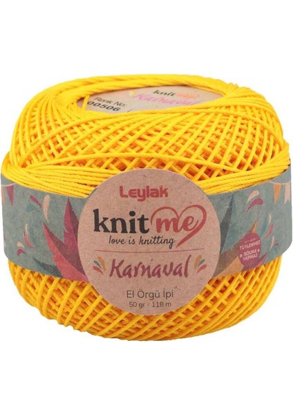 Knit Me Karnaval El Örgü Ipi Sarı 00506 50 Gr.