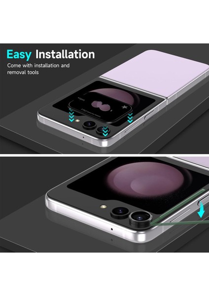 Galaxy Z Flip 5 Ile Uyumlu Lens Koruyucu Darbe ve Kırılma Önleyici Kamera Koruyucu Yeşil