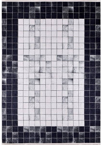 Jukovski Gri Geometrik Polyester Dijital Baskı Halı