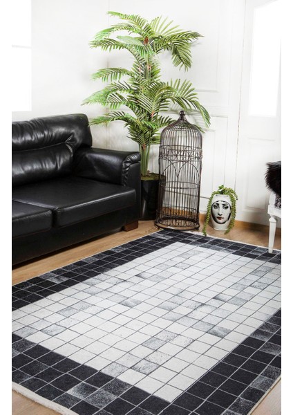 Jukovski Gri Geometrik Polyester Dijital Baskı Halı