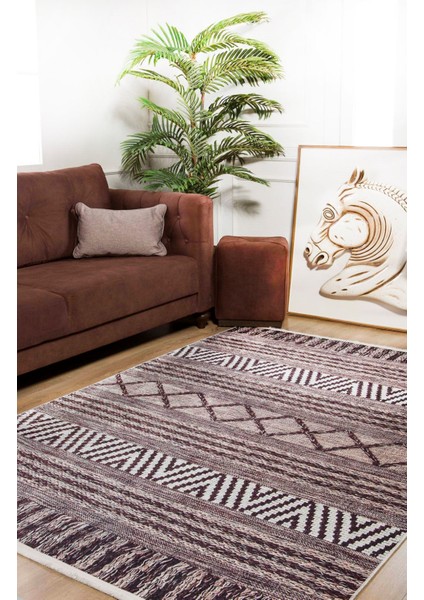Bor Kahverengi Modern Polyester Dijital Baskı Halı