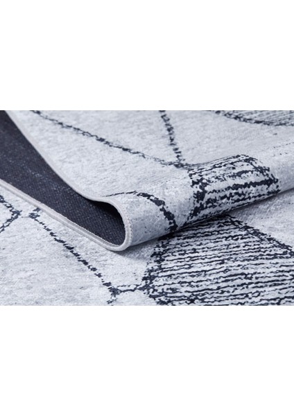 Kamensksahtinski Siyah Geometrik Polyester Dijital Baskı Halı