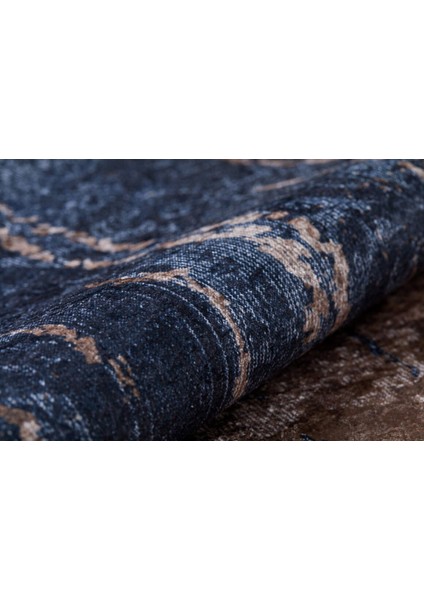 Isim Lacivert Modern Polyester Dijital Baskı Halı