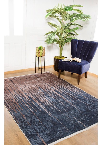 Isim Lacivert Modern Polyester Dijital Baskı Halı