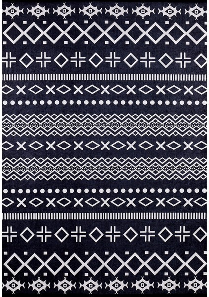 Kropotkin Siyah Modern Polyester Dijital Baskı Halı