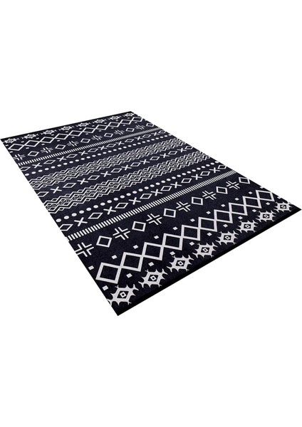 Kropotkin Siyah Modern Polyester Dijital Baskı Halı